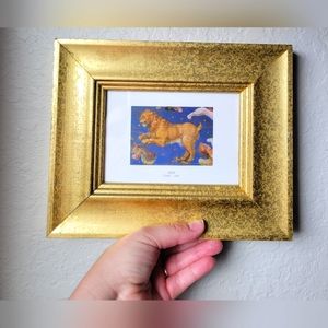 Leo Lion Zodiac Print Wall Home Decor With Gold Frame Astrology